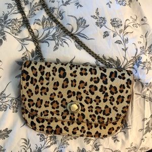 Leopard calf hair purse